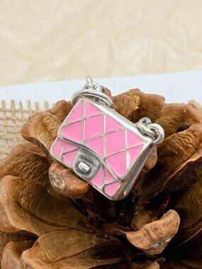 James Avery Enamel Fashion Purse Charm Sterling Silver Pink Handbag